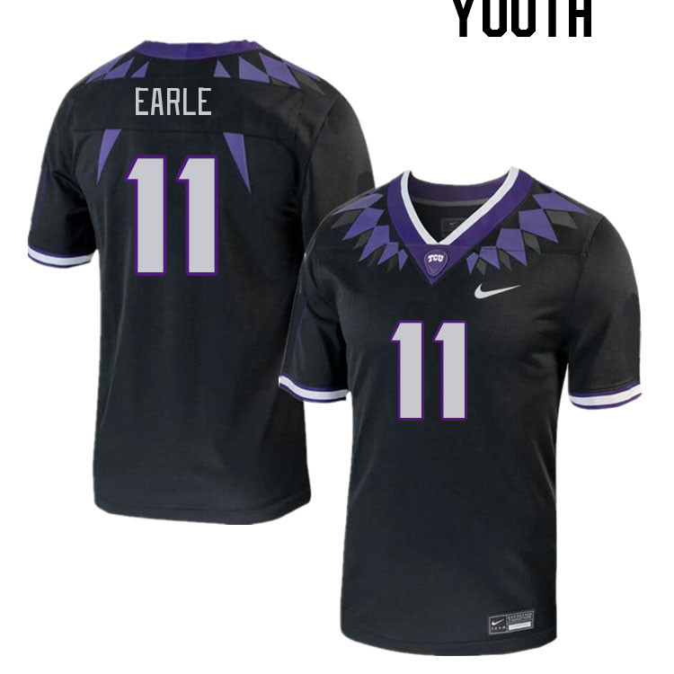 Youth #11 JoJo Earle TCU Horned Frogs 2023 College Footbal Jerseys Stitched-Black - Click Image to Close